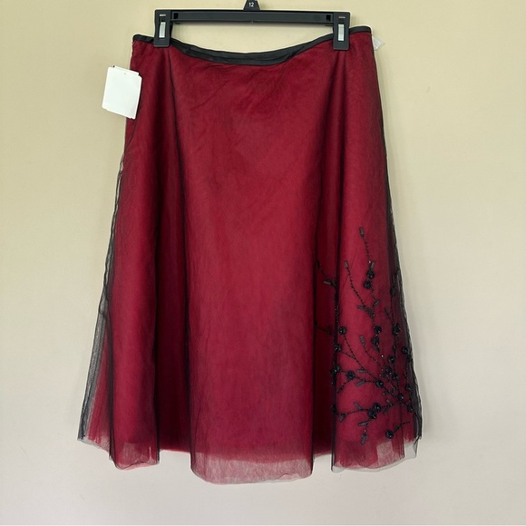 NWT Whimsigoth Skirt Y2K Women 10 Beaded Red Black Tulle Aline Dark Fairy Silk - Picture 6 of 13